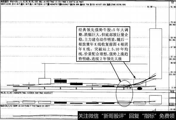 图3-50强势股哈投股份年K线图